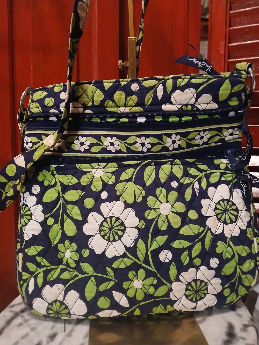 Vera Bradley Navy Floral Quilted Crossbody Bag